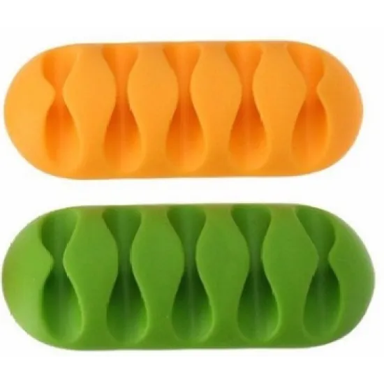 Rubber Cable Organizer 2pcs - Green Orange