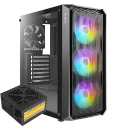 Antec NX292 4Fan (3x120mm ARGB + 1x120mm Non RGB) Black Gaming Case WITH Antec Atom B650 80 Plus Bro