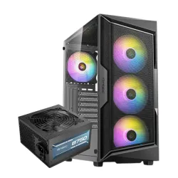 Antec AX61 Elite Mid Tower Case 4 Fan ARGB Black + Antec Atom B750 Power Supply