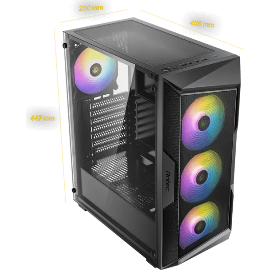 Antec AX61 Elite Mid Tower Case 4 Fan ARGB Black + Antec Atom B750 Power Supply