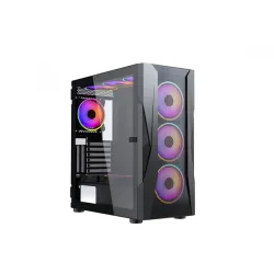 XANDER Velox W2E0092 Mid Tower Case 4 Fan RGB Black + 650W 80+ White Power Supply