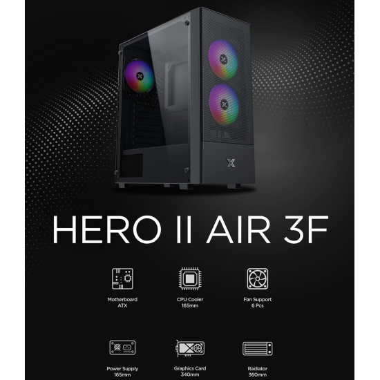 XIGMATEK Hero II AIR RGB Case + Z-POWER II Z650 500W PSU 