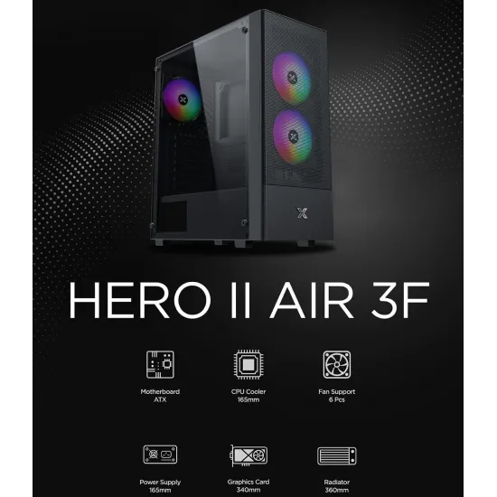 XIGMATEK Hero II AIR ARGB Case + Z-POWER II Z650 500W PSU 