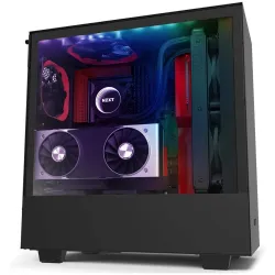 NZXT H510i Compact Black-Red ATX Mid-Tower Case 2x120mm Fan No RGB 2 Integrated LED Strips RGB Co