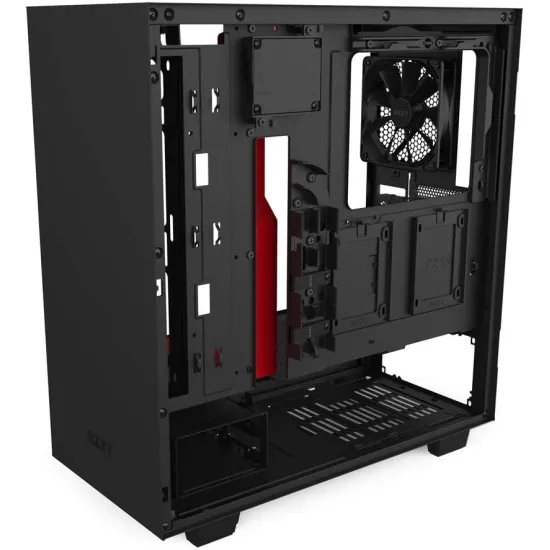NZXT H510i Compact Black-Red ATX Mid-Tower Case 2x120mm Fan No RGB 2 Integrated LED Strips RGB Co