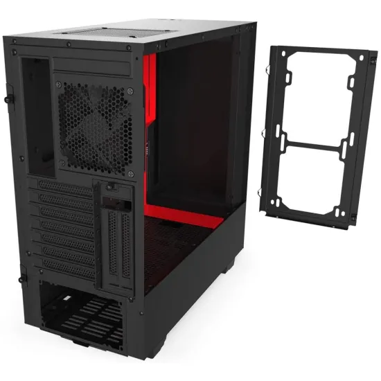 NZXT H510i Compact Black-Red ATX Mid-Tower Case 2x120mm Fan No RGB 2 Integrated LED Strips RGB Co