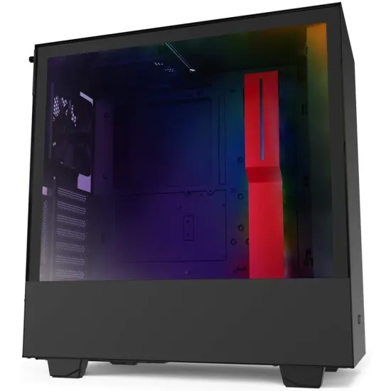 NZXT H510i Compact Black-Red ATX Mid-Tower Case 2x120mm Fan No RGB 2 Integrated LED Strips RGB Co