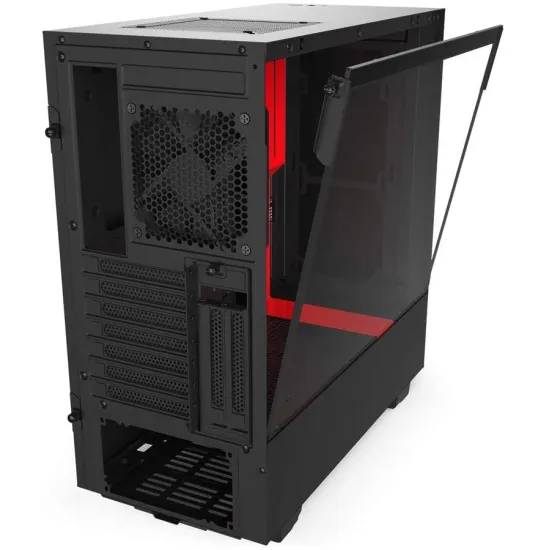 NZXT H510i Compact Black-Red ATX Mid-Tower Case 2x120mm Fan No RGB 2 Integrated LED Strips RGB Co
