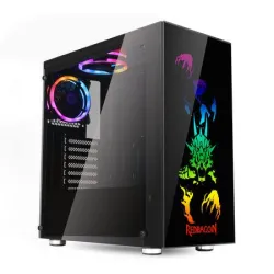 Redragon Steeljaw GC-608 Mid-Tower Gaming Case 4 Fan 2 RGB 2 Fan Black 
