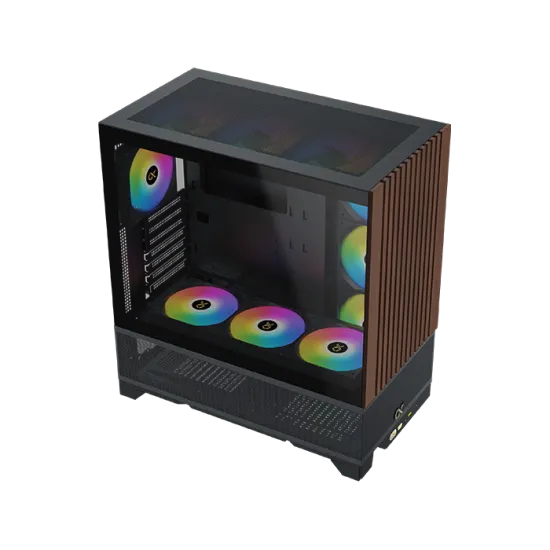 XIGMATEK Endorphin WD Wood ARGB Mid Tower Case 4 Fan ARGB Black