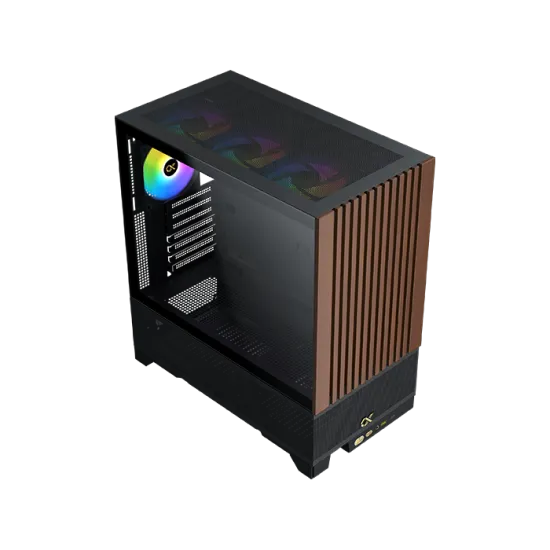 XIGMATEK Endorphin WD Wood ARGB Mid Tower Case 4 Fan ARGB Black