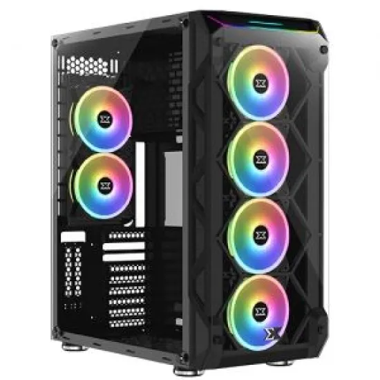 XIGMATEK Overtake Black ATX Mid-Tower Case (6x120mm RGB fan)