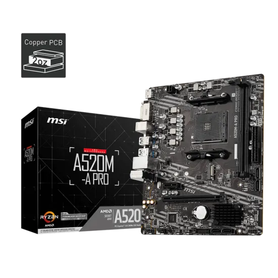MSI A520M-A PRO DDR4 AM4 M-ATX Motherboard Black