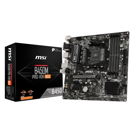 MSI B450M PRO-VDH MAX DDR4 AM4 M-ATX Motherboard Black
