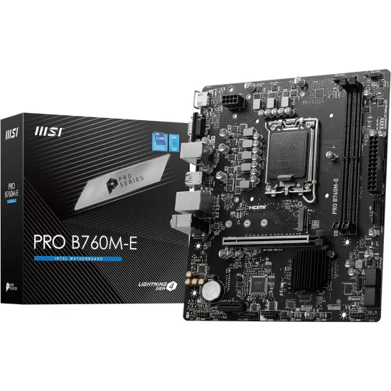 MSI PRO B760M-E DDR5 LGA1700 M-ATX Motherboard Black