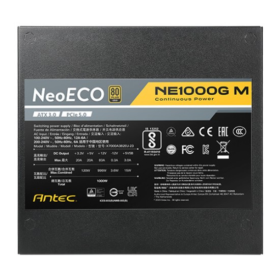 Antec NeoECO NE1000 1000W 80+ Gold Full Modular Power Supply
