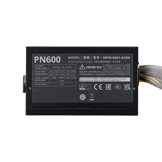 Cooler Master PN600 - 600W Non-Modular Power Supply (TRAY) 