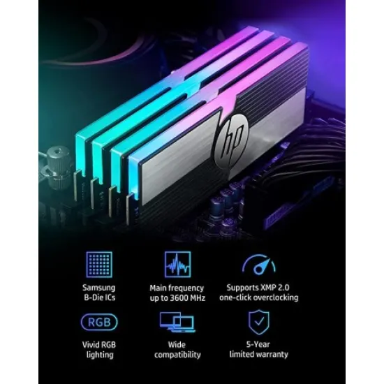 HP V10 RGB 32GB (2x16GB) DDR4 3600MHz CL14 Desktop Memory Kit