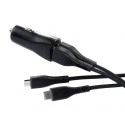 Energizer car charger 2.4a 2USB ports + Type-C cable