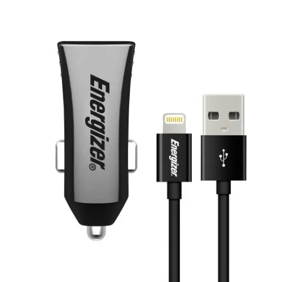 Energizer car charger 3.4a 2USB ports + lightning cable -DCK2CULI3