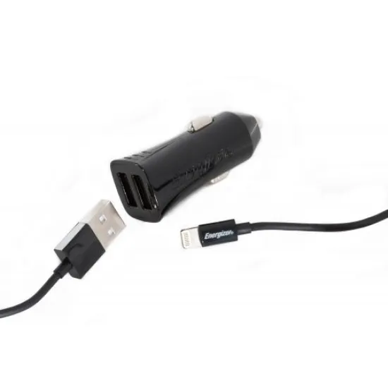 Energizer car charger 3.4a 2USB ports + lightning cable -DCK2CULI3