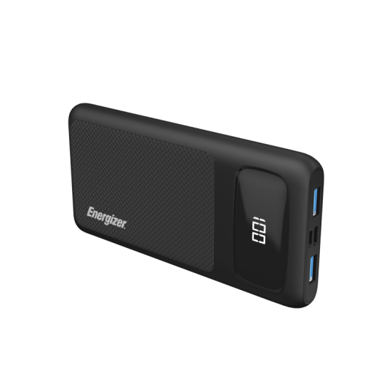 Energizer power bank 10000mah 2USB-A + one USB-C 20W- Black