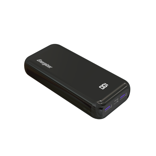 Energizer power bank 20000mah 2USB-A + one USB-C 22.5W- Black