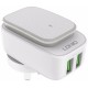 LDNIO A2205 LED Touch Lamp Adapter With Lightning Cable 2 USB Port Type c Cable - White