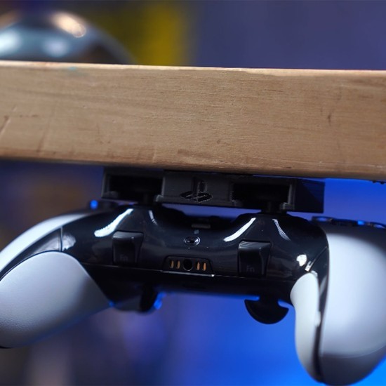 Under Desk Mount for PS5/PS4 Controller 3D Printed - Black