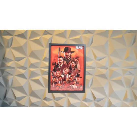 AHW Red Dead Redemption Gaming Hard Fiber Wall Poster High-Quality Print (43×33 CM) Black