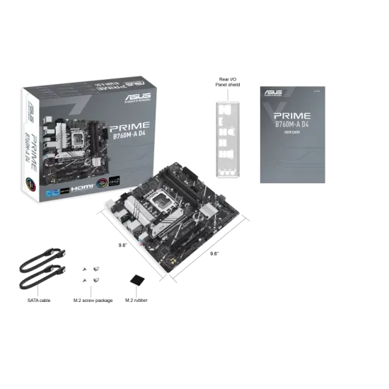 Asus Prime B760M-A D4 DDR4 LGA1700 M-ATX Motherboard Black