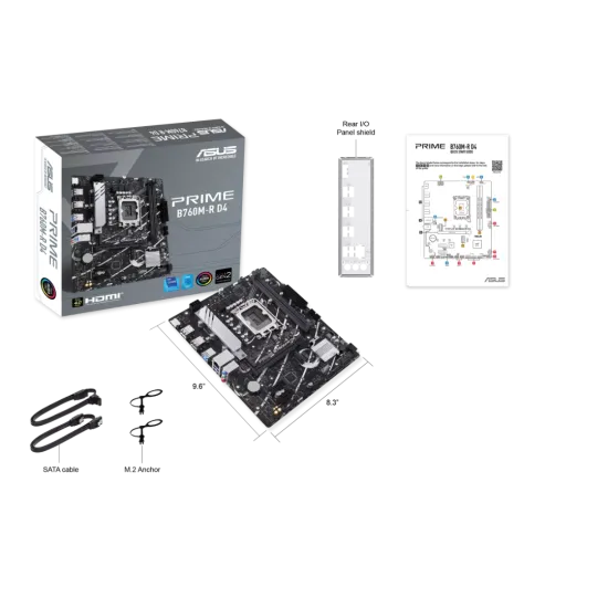 Asus Prime B760M-R D4 DDR4 LGA1700 M-ATX Motherboard Black