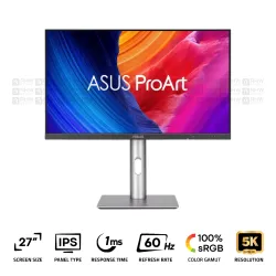 ASUS ProArt PA27JCV Professional Monitor 27 Inch IPS 99% DCI-P3 100% sRGB 5K 60Hz USB-C PD 96W Black 