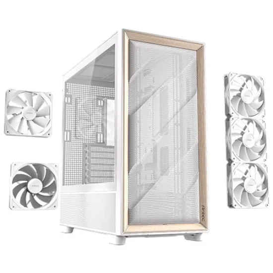Antec Flux Mesh Mid Tower E-ATX Case 5 Fan White