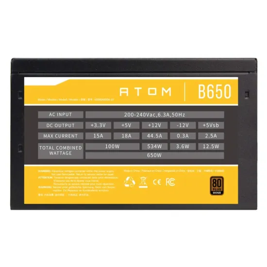 Antec Atom B650 650 Watt 80+ Bronze Power Supply