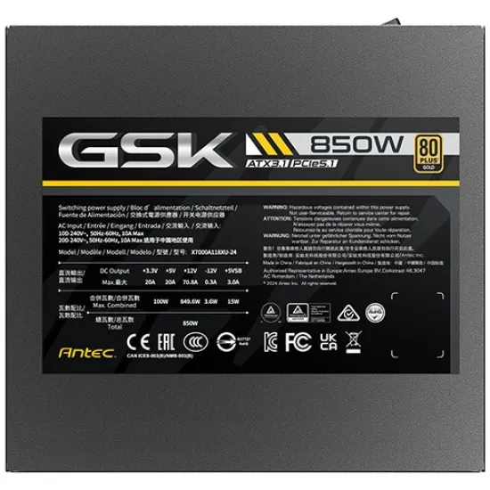Antec GSK GSK850 80+ Gold Full Modular ATX3.1 Power Supply