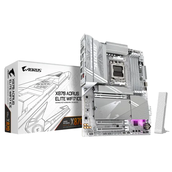 Gigabyte X870 AORUS ELITE WIFI7 ICE DDR5 AM5 ATX Motherboard White