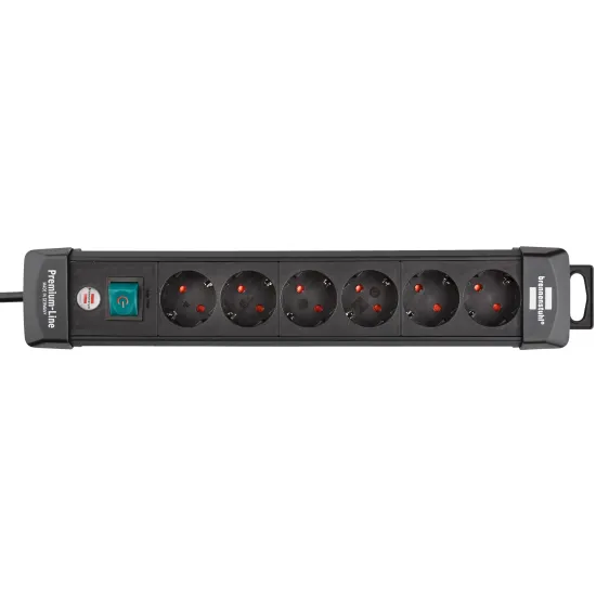 Brennenstuhl Premium-Line Power Strip with 6 Sockets 3M Cable with Switch Black