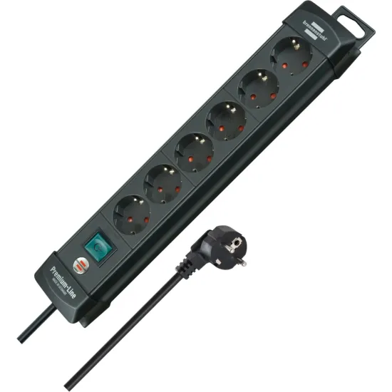 Brennenstuhl Premium-Line Power Strip with 6 Sockets 3M Cable with Switch Black