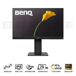 BenQ GW2485TC Office Monitor 23.8 Inch IPS FHD 75Hz 5Ms Black + HP 150 Wireless Mouse (Gift)