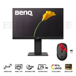 BenQ GW2485TC Office Monitor 23.8 Inch IPS FHD 75Hz 5Ms Black + HP 150 Wireless Mouse (Gift)