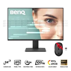 BenQ GW2491 Office Monitor 24 Inch IPS FHD 100Hz 5Ms Black + HP 150 Wireless Mouse (Gift)