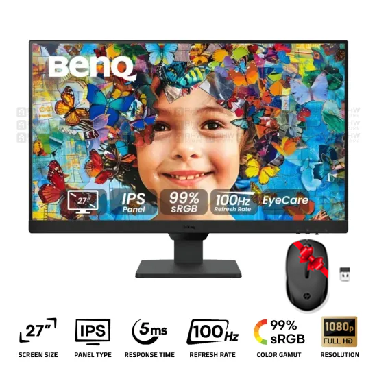BenQ GW2790 Designer Monitor 27 Inch IPS FHD 100Hz 5Ms Black + HP 150 Wireless Mouse (Gift)