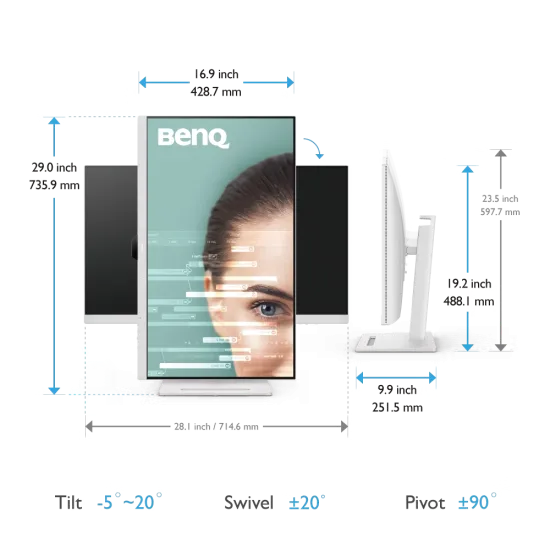BenQ GW3290QT Office Monitor 32 Inch IPS QHD 2K 75Hz 5ms USB C White