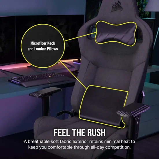 CORSAIR T3 RUSH Fabric Gaming Chair (2023) Charcoal