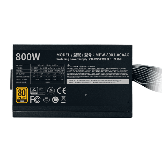 Cooler Master G800 80 PLUS Gold 800W Non Modular Power Supply