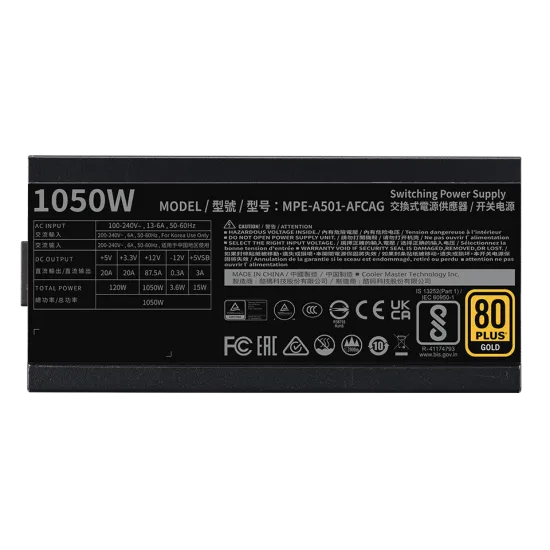 Cooler Master MWE V2 1050 Watt 80+ Gold Fully Modular ATX 3.1 Power Supply 