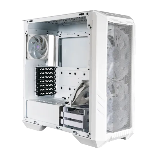 Cooler Master HAF 500 ARGB White Mid-Tower Case with 4 ARGB Fans - White