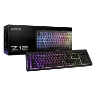 EVGA Z12 RGB Membrane Gaming Keyboard Black ,5 Programmable Macro Keys, Dedicated Media Keys, Water Resistant