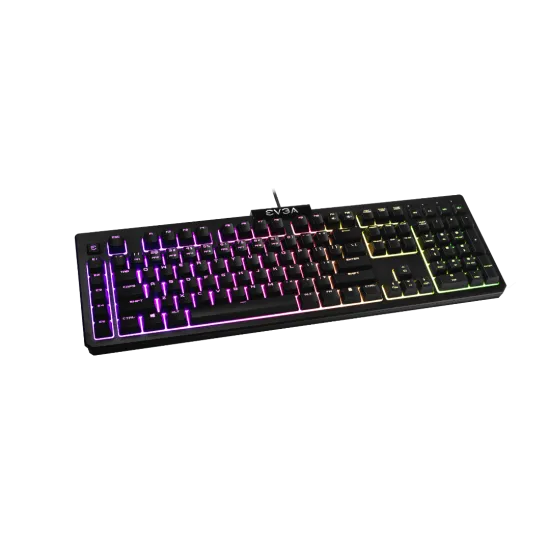 EVGA Z12 RGB Membrane Gaming Keyboard Black ,5 Programmable Macro Keys, Dedicated Media Keys, Water Resistant
